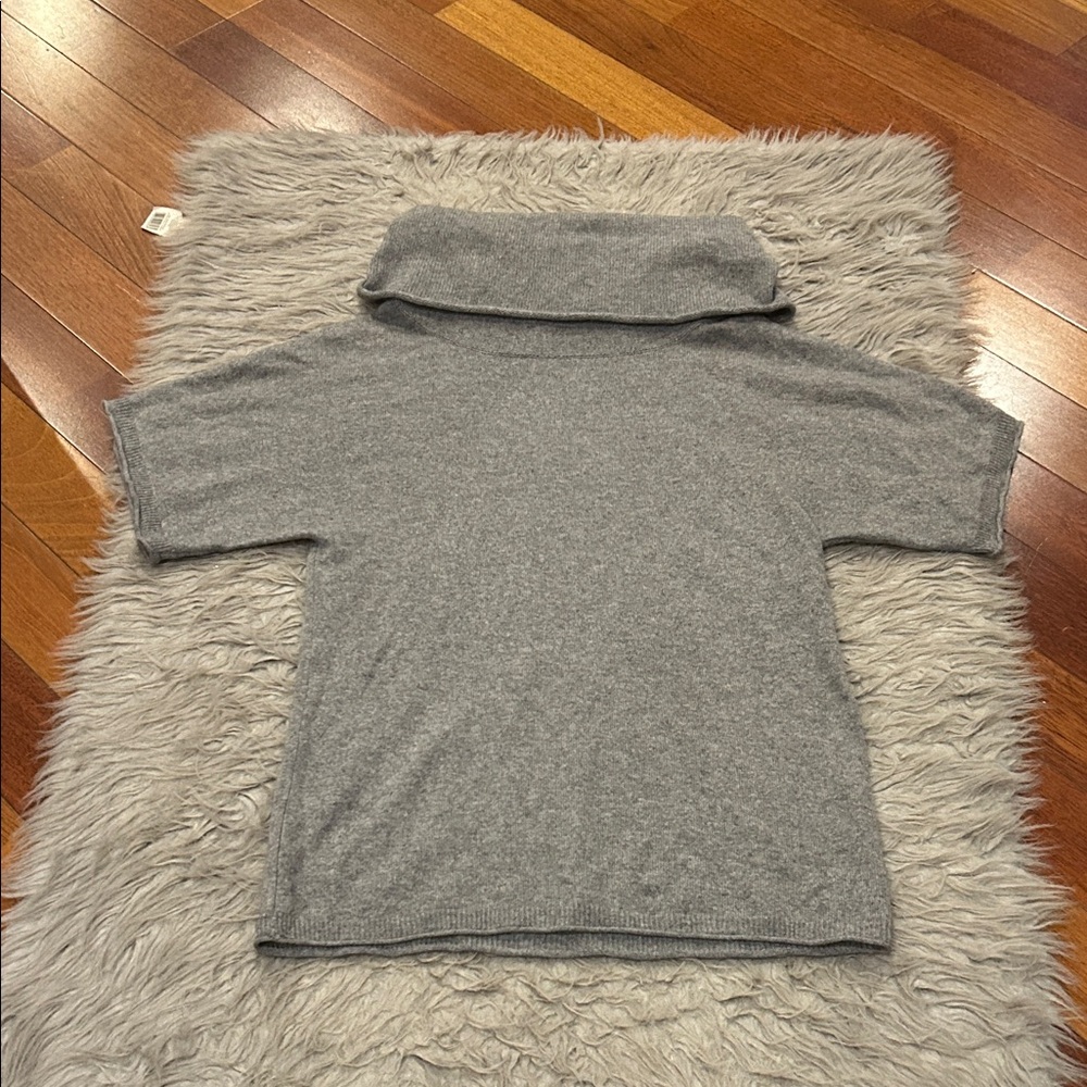Kenar Cashmere Cowl Neck Gray Short Sleeve‎ Cashmere Sweater